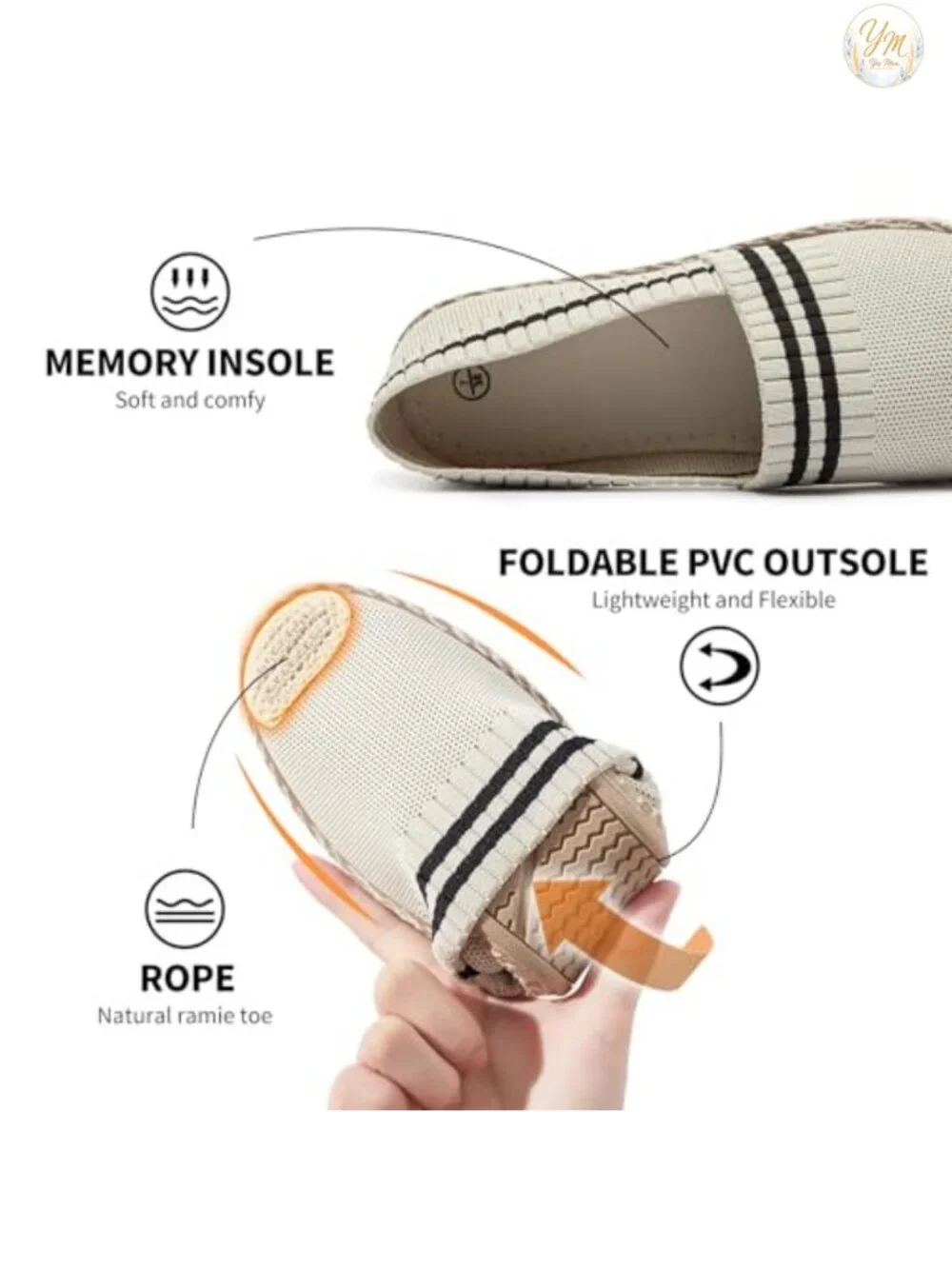Womens Slip-On Mesh Loafers Espadrilles Flats Breathable Elastic Comfort
